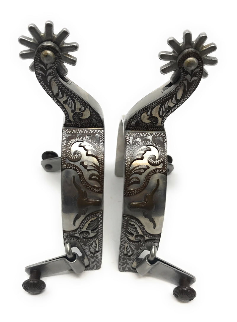AJ Tack Men's Longhorn Floral Show Spurs