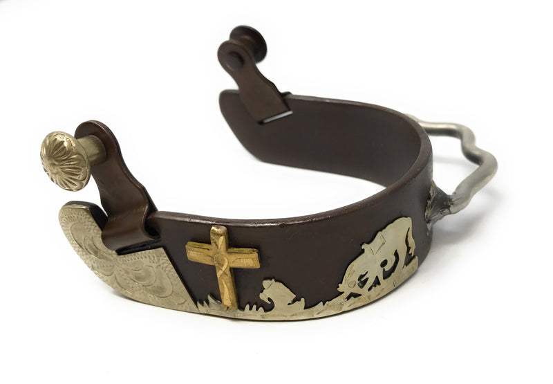 AJ Tack Ladies Antique Brown Praying Cowboy Bumper Spurs