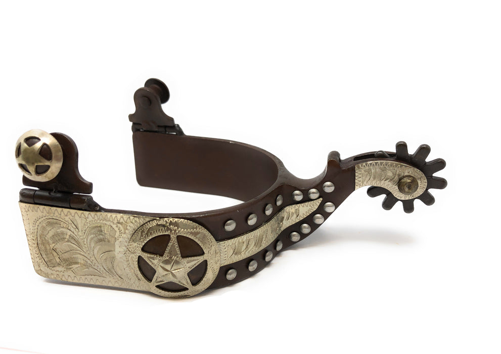 AJ Tack Men's Antique Brown Texas Star Show Spurs