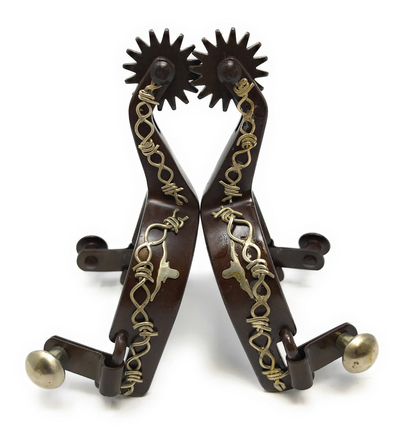 AJ Tack Youth Antique Brown Longhorn and Barbwire Spurs