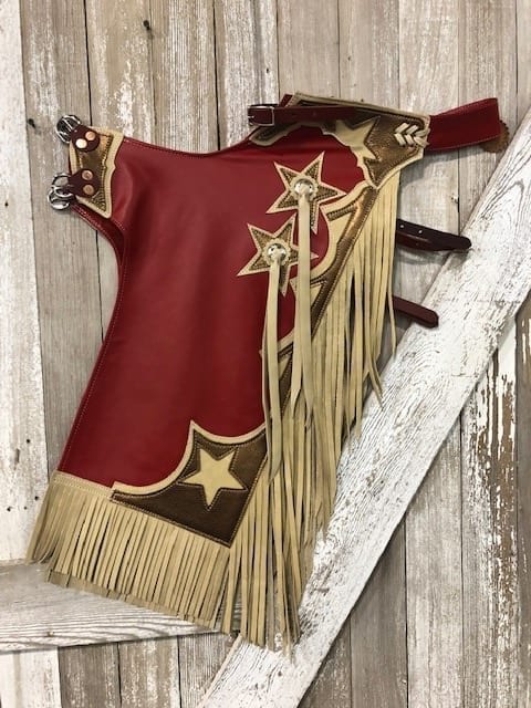 Chaps En Cuir Marron Pour Rodéo - Franges Adulte - Style Western Bronc