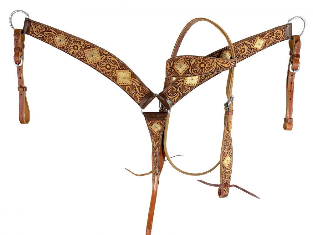 Showman ® Medium leather headstall and breast collar. main image 1