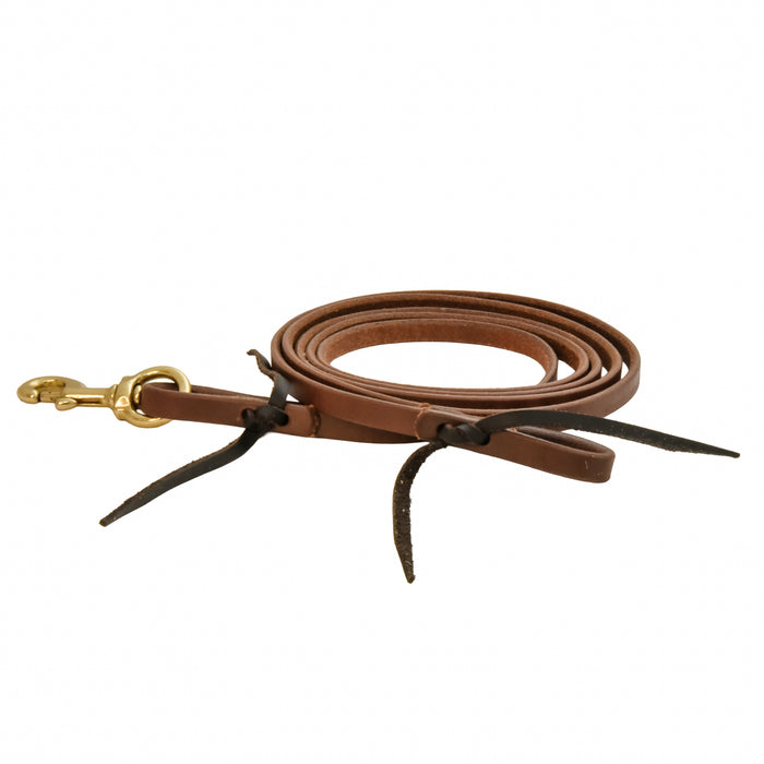 AJ Tack Oiled Harness Leather Flat Roper Reins - 1/2in x 8ft