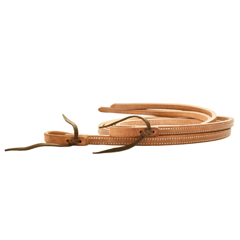 AJ Tack Harness Leather Double-N-Stitched Split Reins - 5/8in x 7ft 6in