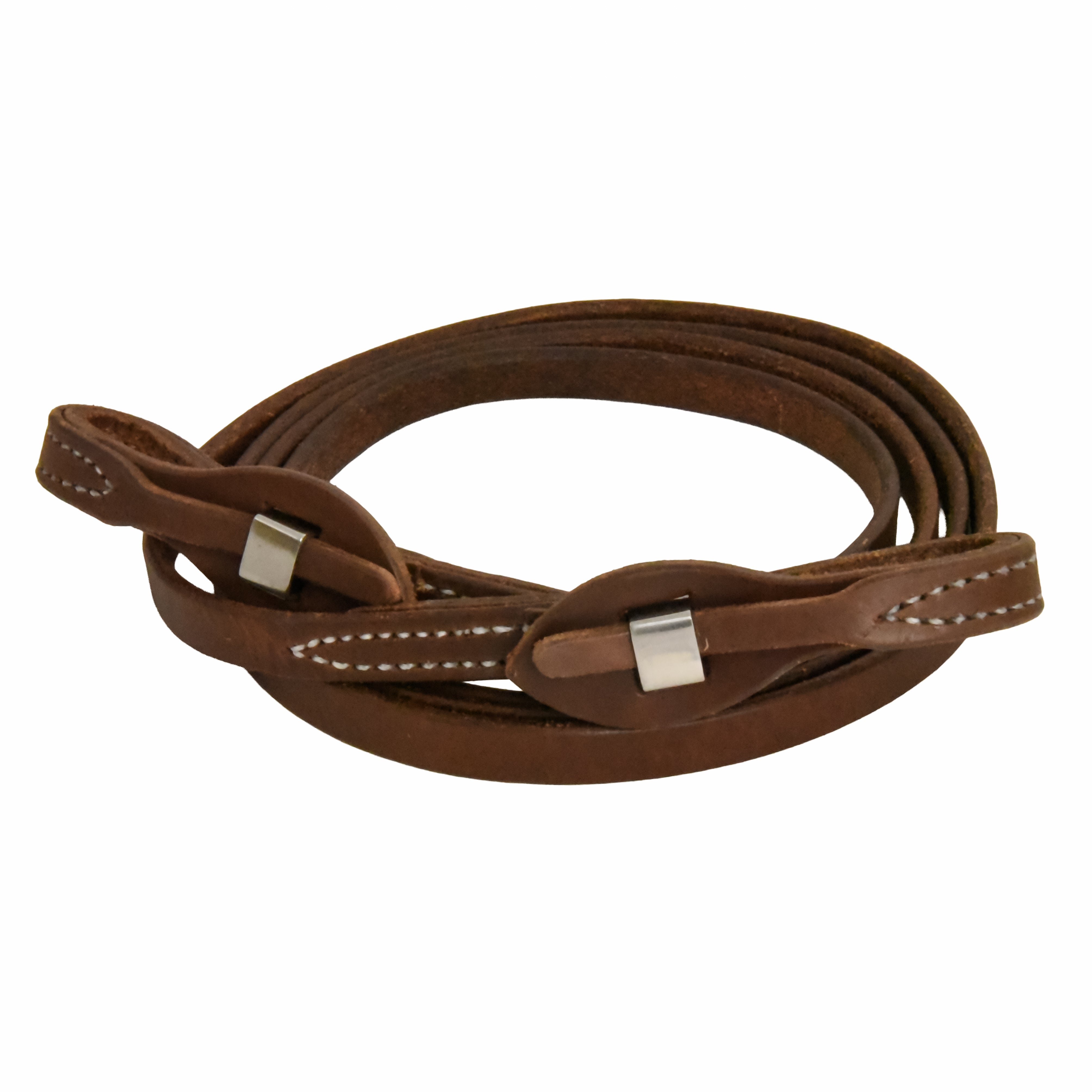 Oiled Harness Leather Stainless Steel Quick Change Roper Reins - Thumbnail 3