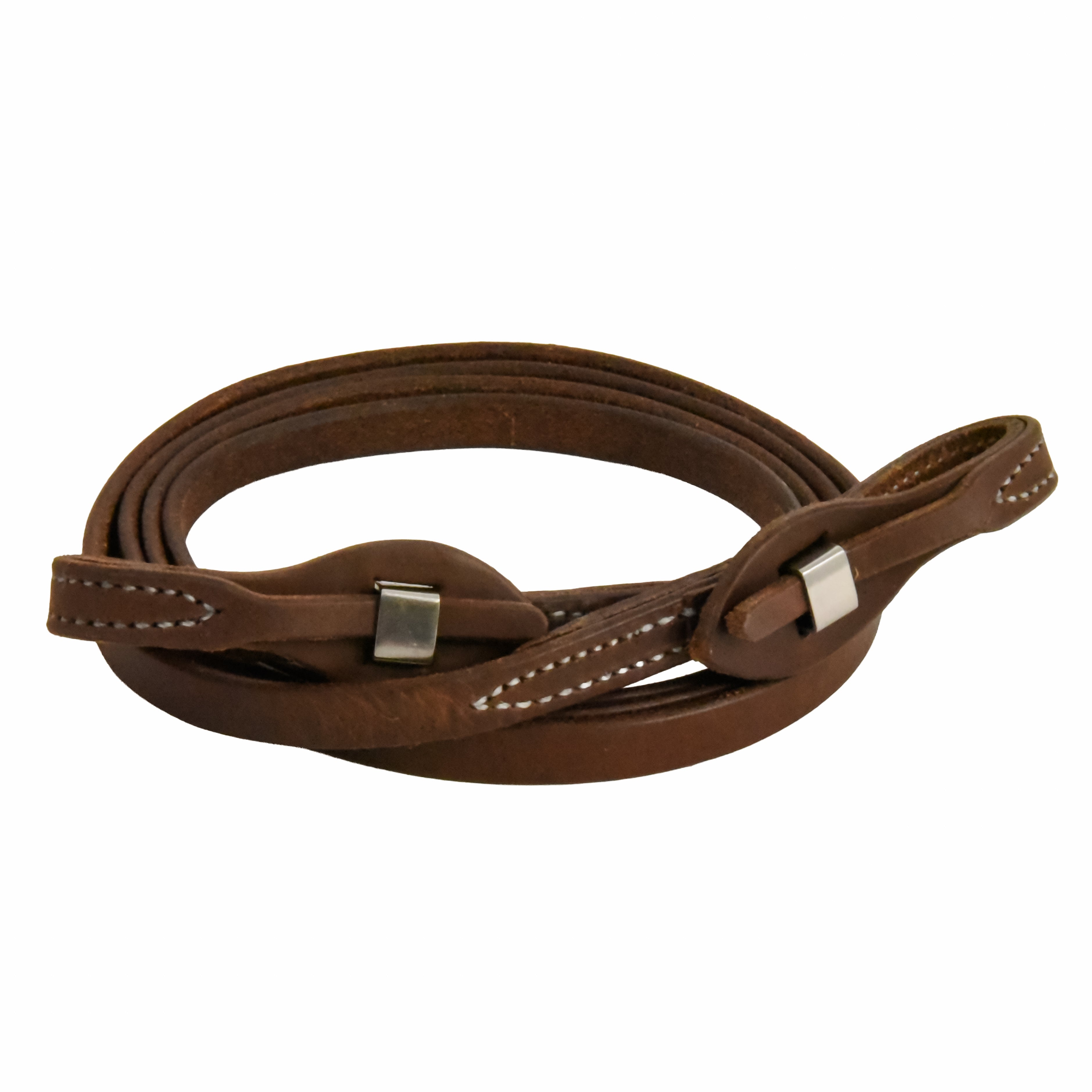 Oiled Harness Leather Stainless Steel Quick Change Roper Reins - Thumbnail 2