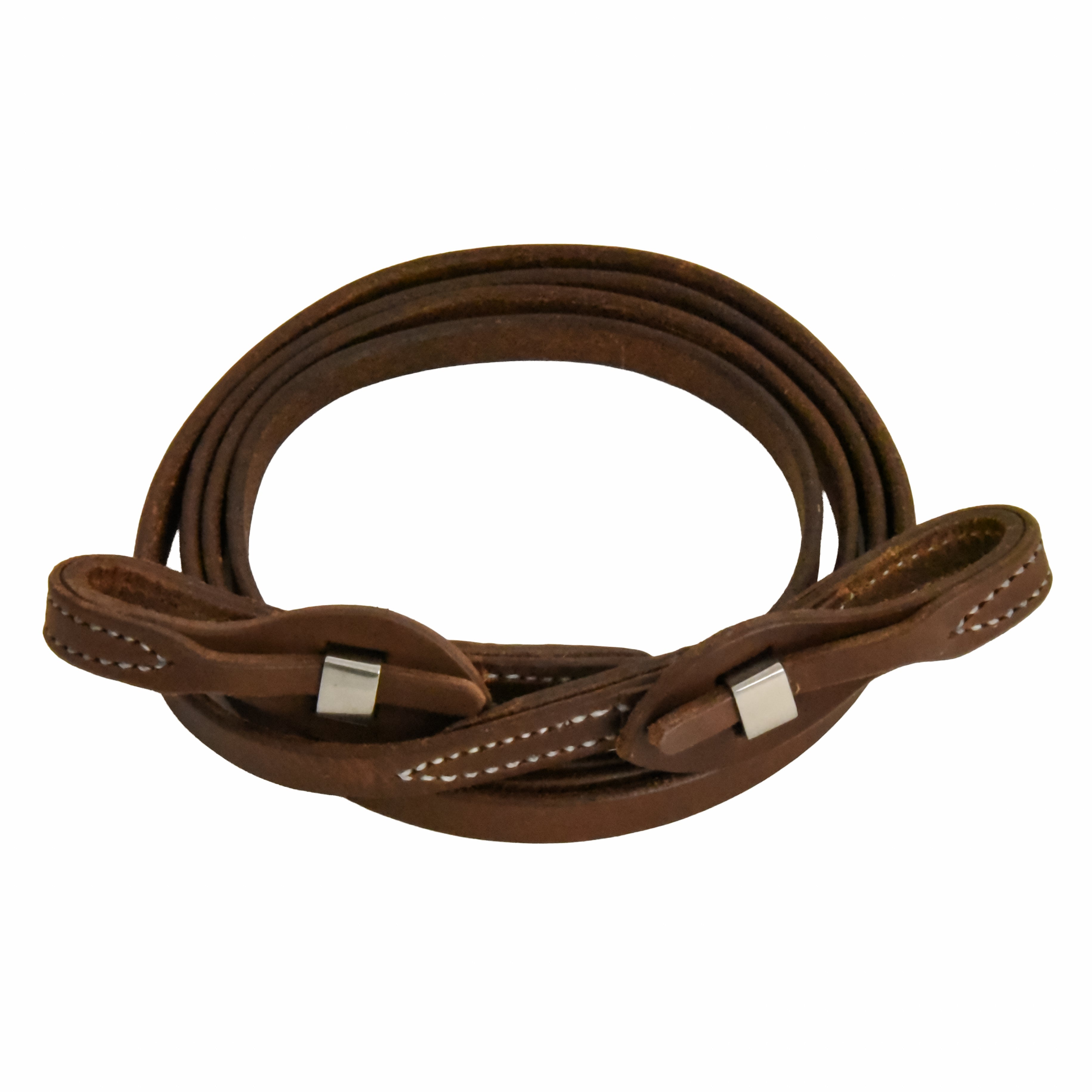 Oiled Harness Leather Stainless Steel Quick Change Roper Reins - Thumbnail 5