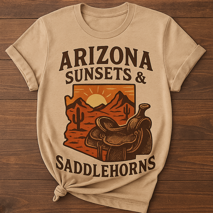 Arizona Sunsets & Saddlehorns Western Graphic Tee