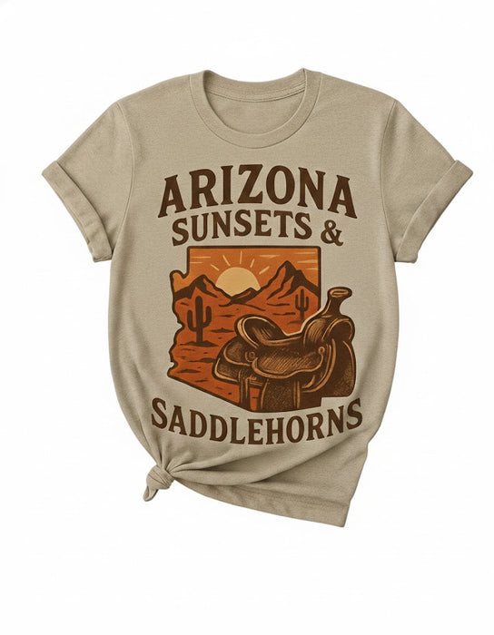 Arizona Sunsets & Saddlehorns Western Graphic Tee
