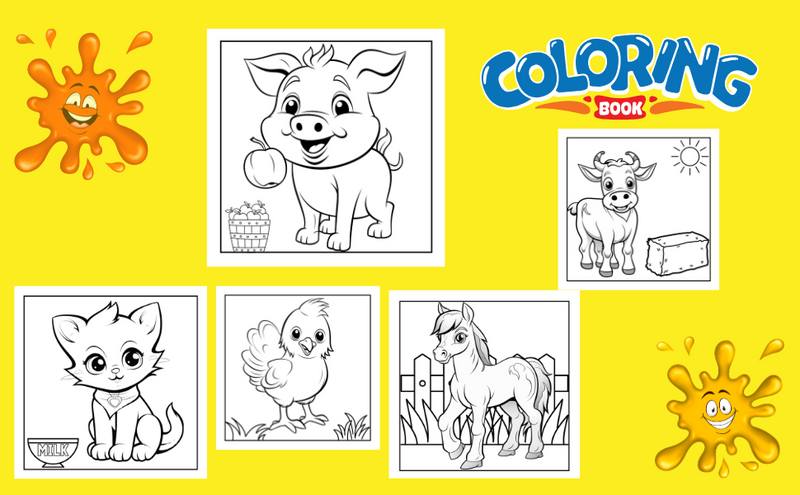 Farm Animals Coloring Book for Kids: 50 Adorable Designs to Color