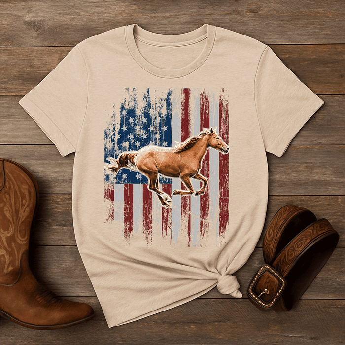 Land of the Free Cowboy Tee – Patriotic Western Style