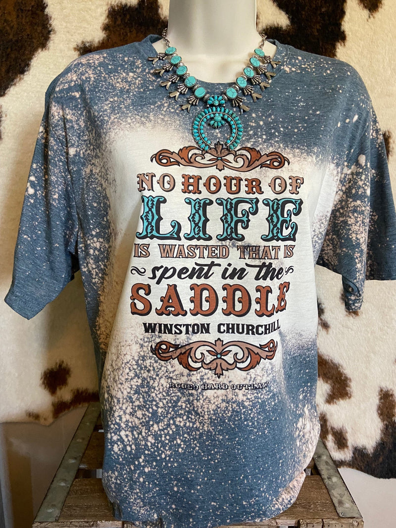 Life in the Saddle Bleached Western Graphic Tee | Rodeo Hard