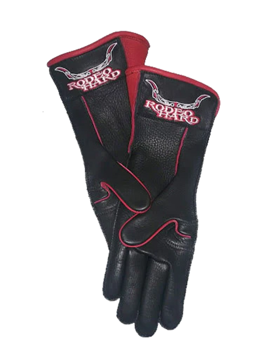 Rodeo Hard Deerskin Leather Bull Riding Gloves Long Cuff Outseam