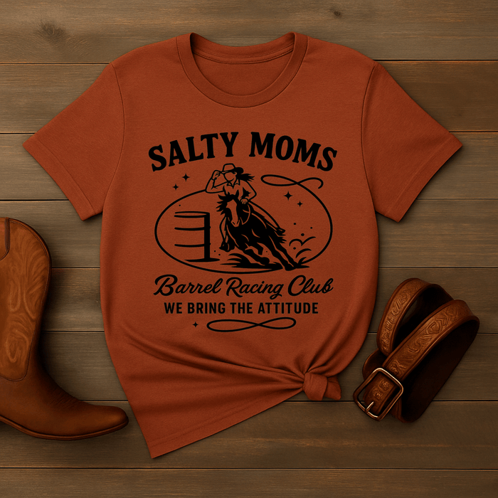 Salty Moms Barrel Racing Club | Western Graphic Shirt – Rowdy Rowels USA Tee