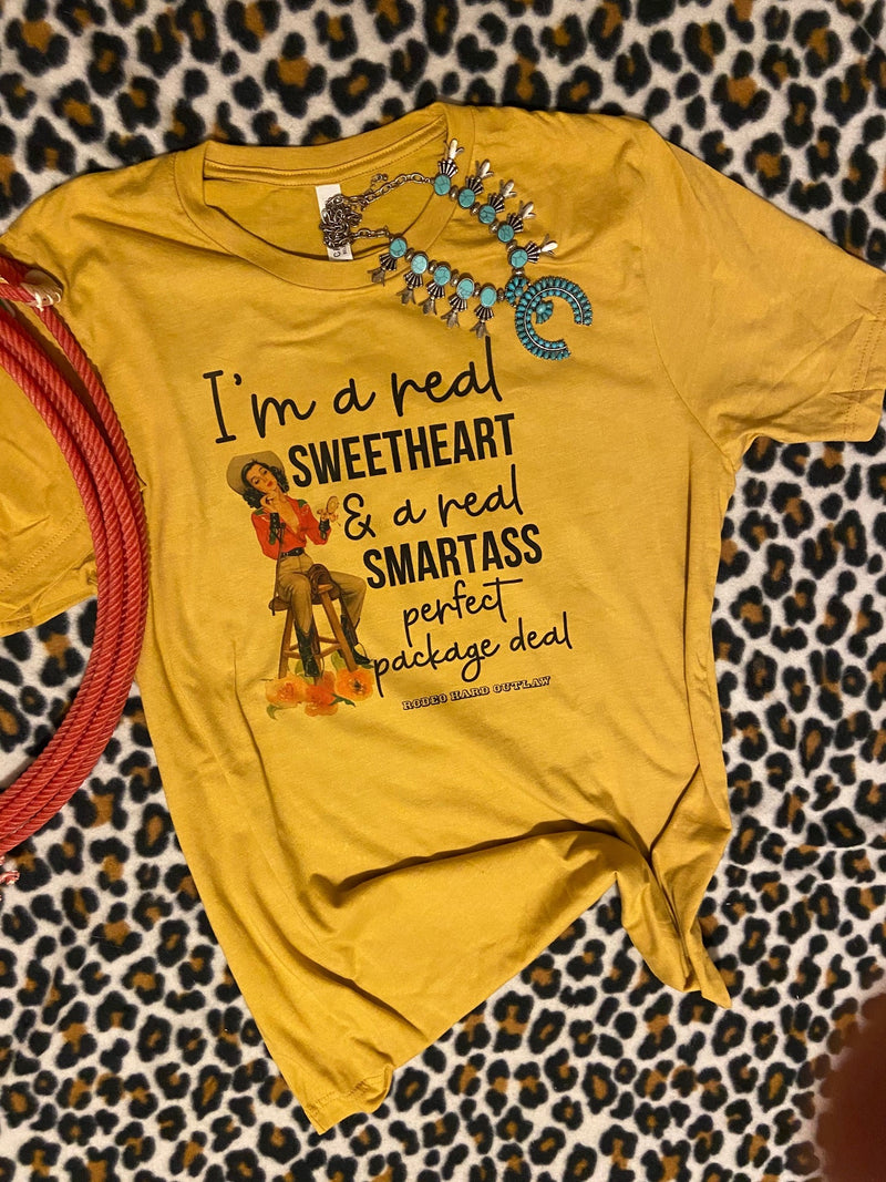 I Am a Real Sweetheart Western Graphic Tee | Cowgirl Rodeo Shirt