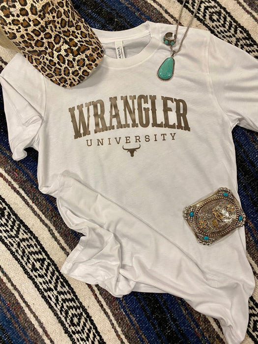 Wrangler University White Western Graphic tee