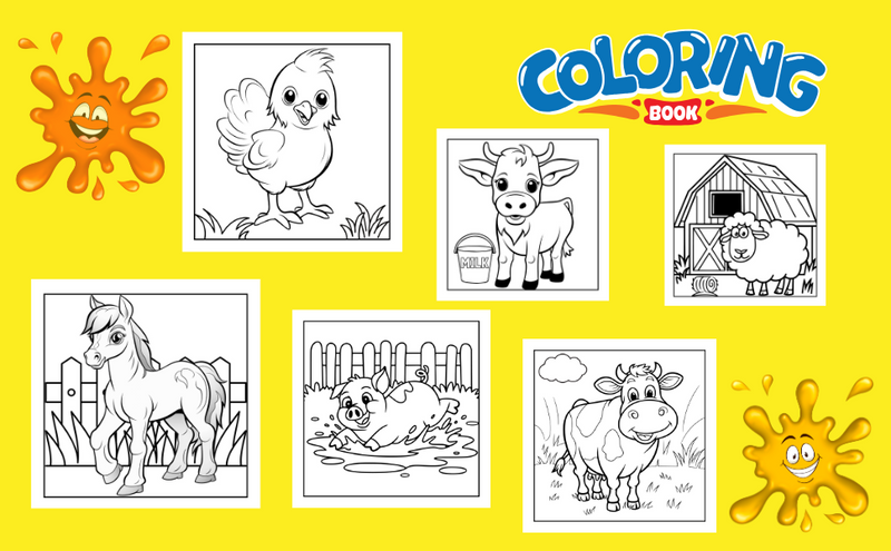 Farm Animals Coloring Book for Kids: 50 Adorable Designs to Color
