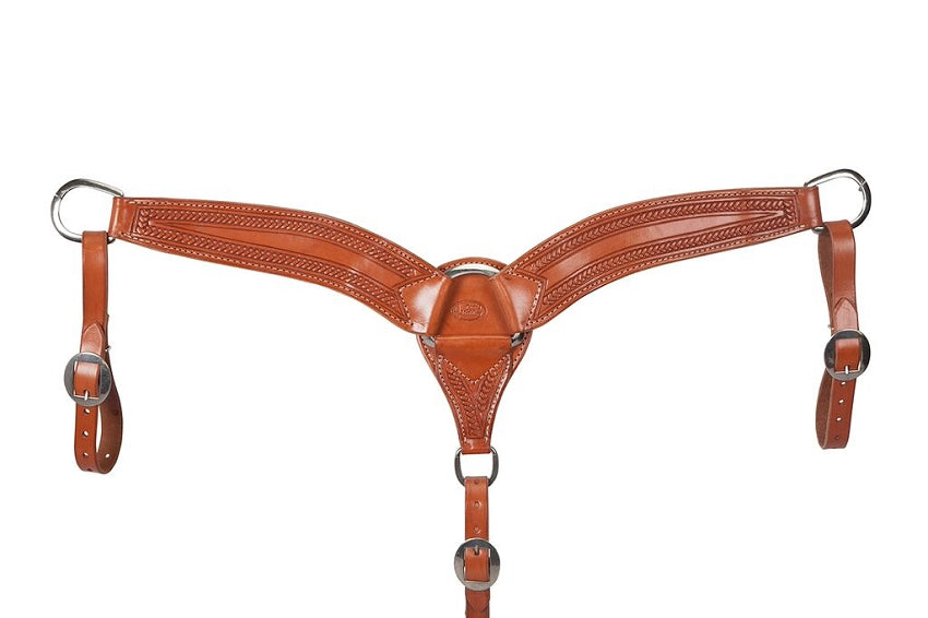 Breast Collar   2  Chestnut Border Tooled