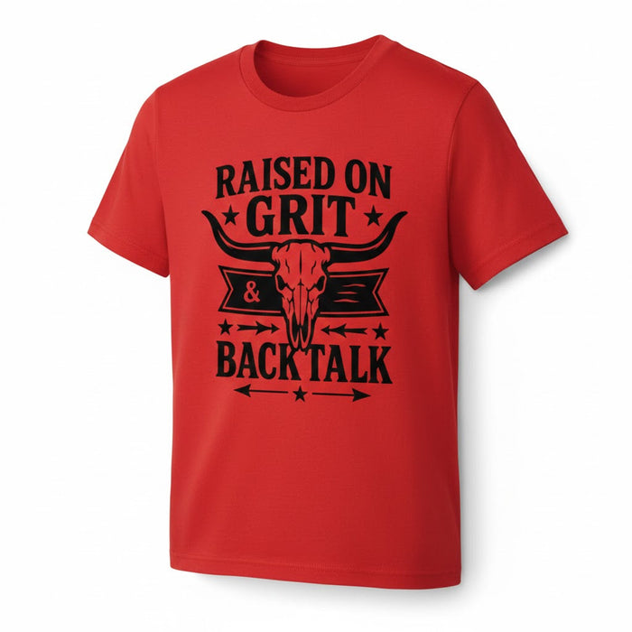 Raised on Grit and Back Talk Tee – Rowdy Rowels Western Graphic Shirt