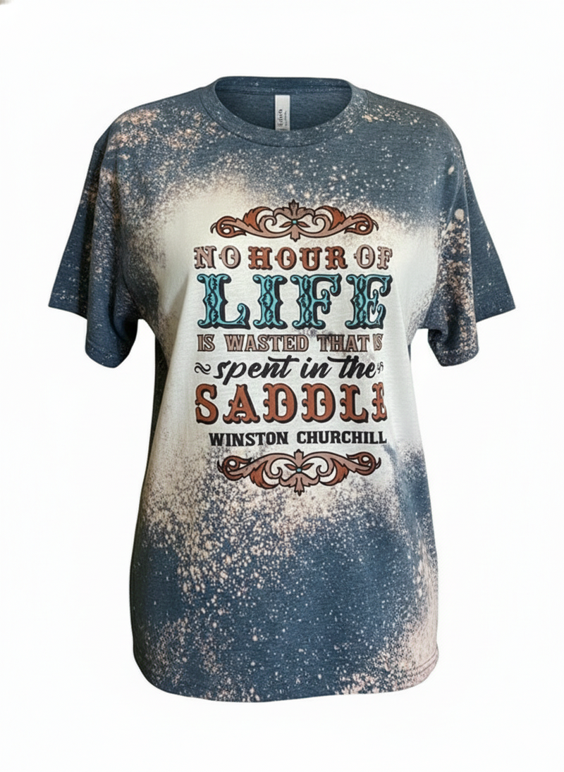 Life in the Saddle Bleached Western Graphic Tee | Rodeo Hard
