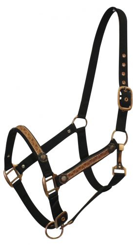 Nylon Halter with Leather Overlay