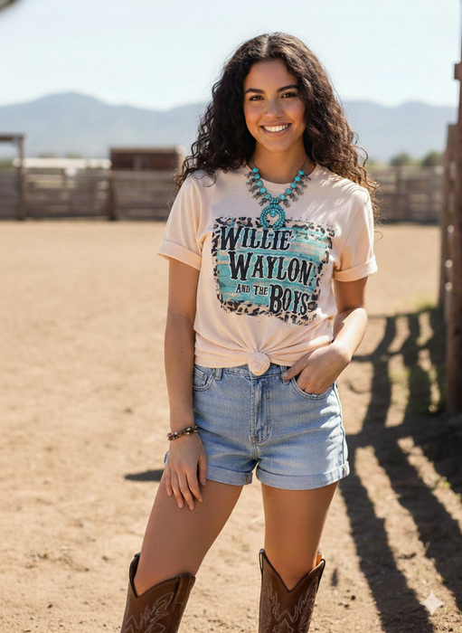 Willie, Waylon & The Boys Western Graphic Tee l Unisex Jersey Short Sleeve Tee