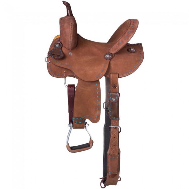 Medina Youth Buckstitch Roughout Barrel Saddle