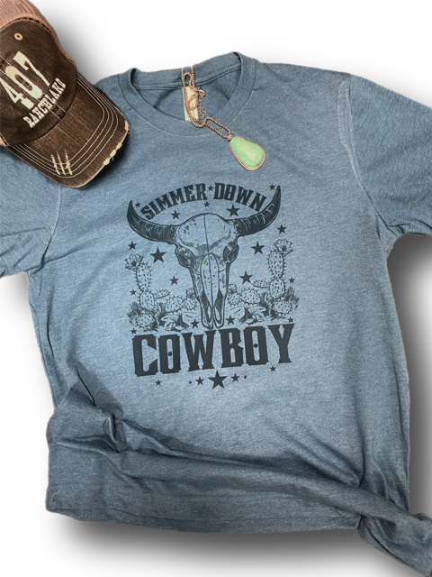 Simmer Down Cowboy Western Graphic Tee | Unisex Rodeo Ranch Shirt