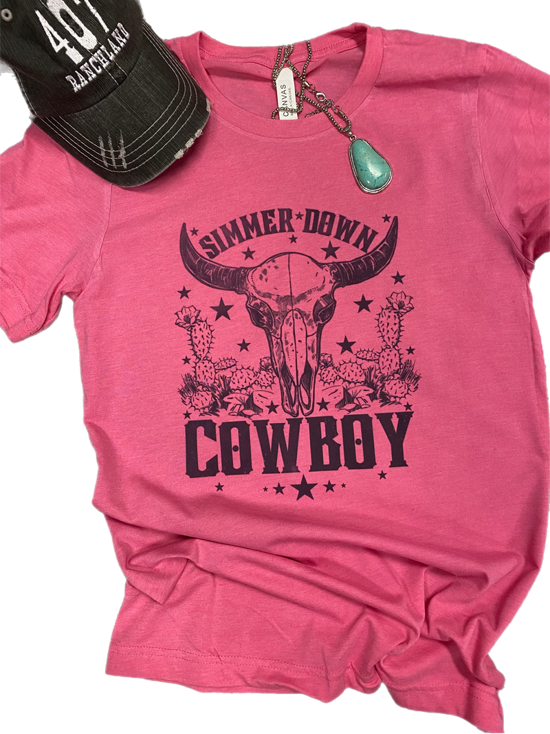 Simmer Down Cowboy Western Graphic Tee | Unisex Rodeo Ranch Shirt