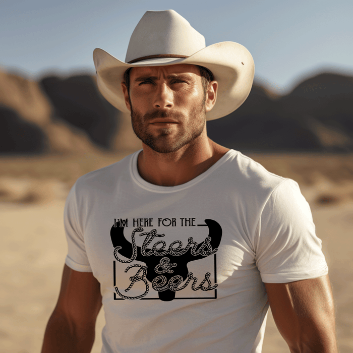 Steers and Beer Western Solid Graphic tee l Team Roping