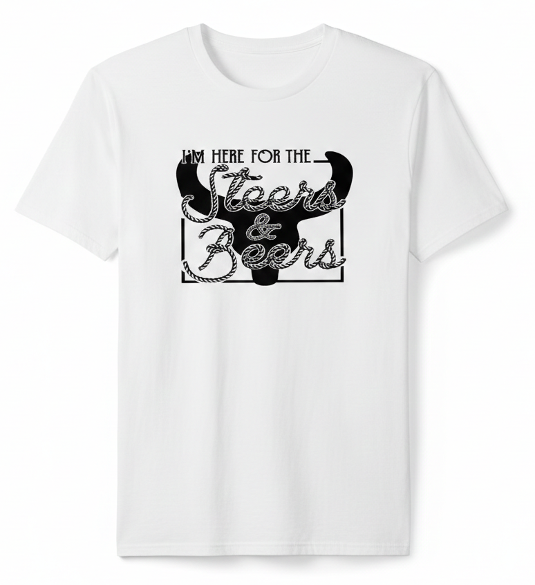 Steers and Beer Western Solid Graphic tee l Team Roping