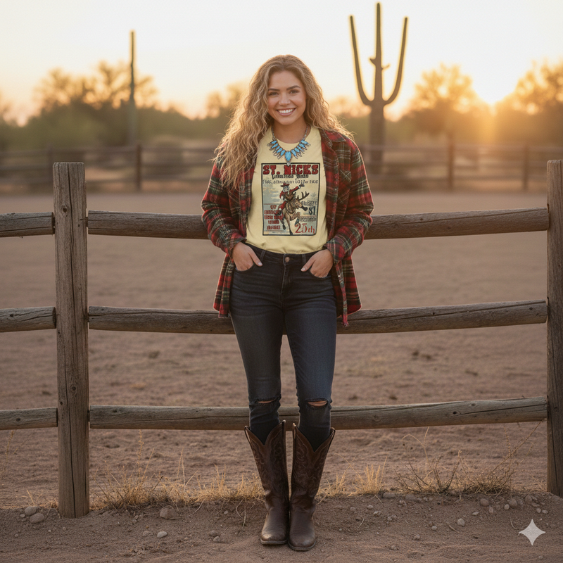 St. Nicks Christmas Rodeo Western Graphic tee